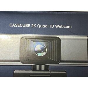 Casecube 2K Quad HD Webcam With Adjustable Stand & Built-In Microphone Open Box